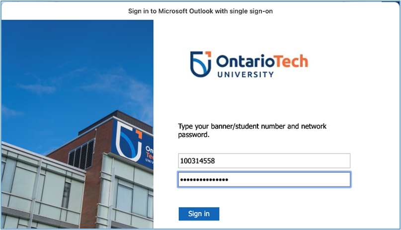 Ontario Tech banner sign in page.